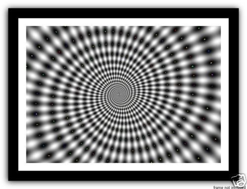 OP ART █ ltd edition print █ Trance trippy lsd head  