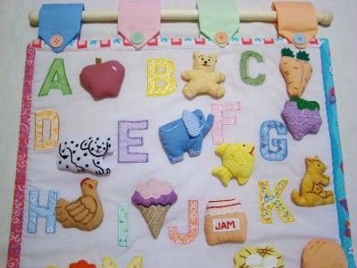 FABRIC EDUCATIONAL ABC ALPHABET LEARNING PLAYSET WALL HANGING~NEW 