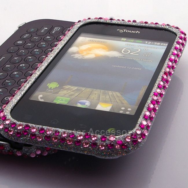 Pink Heart Diamond Bling Hard Case Cover Snap On For LG Mytouch Q C800 