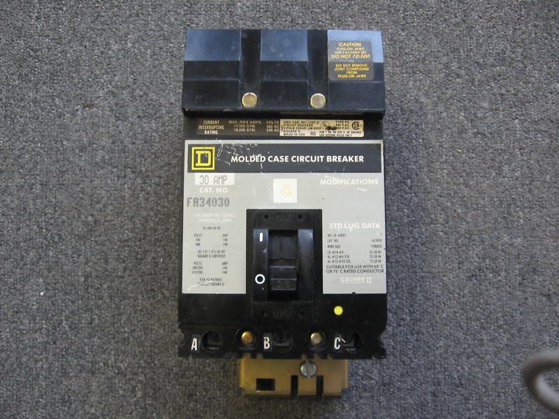 SQUARE D I LINE BREAKER 3P 30 AMP 600V FA34030  