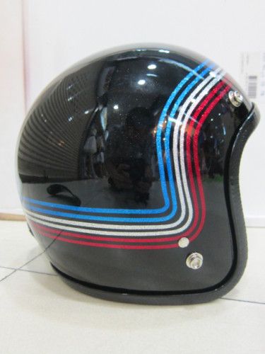 Vintage Motorcycle Scooter Helmet Glitter on Black V.2  