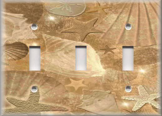 Light Switch Plate Cover   Beach Decor   Tranquil Beach Shells   Sun 