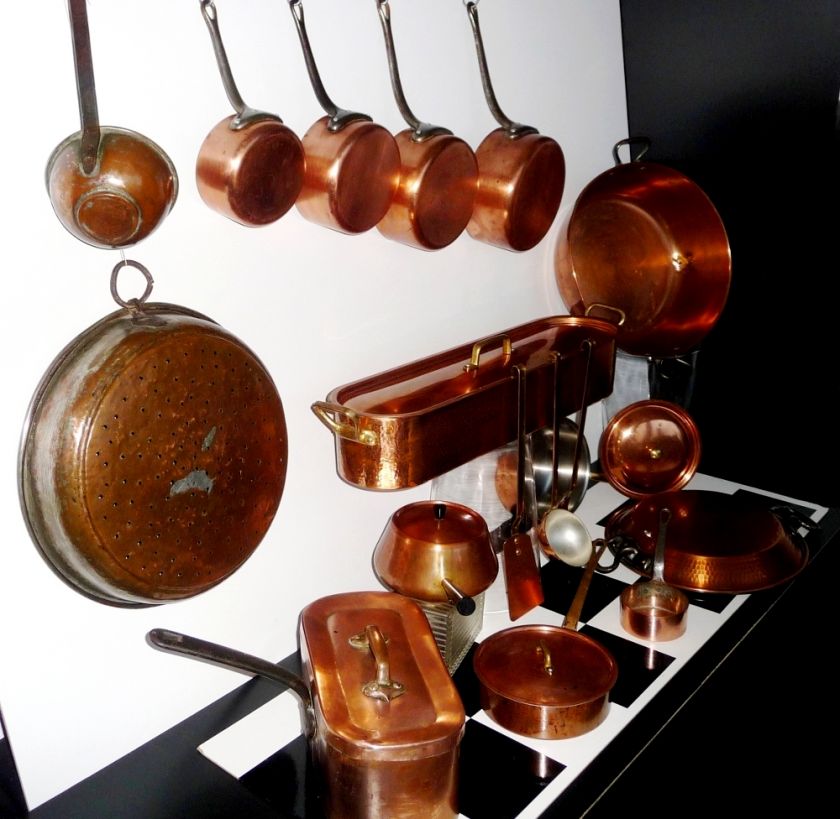   Vintage/ Antique Copper Cookware Collection Many Pots, Pans  