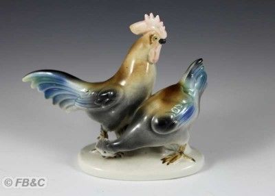   Scheidig Gräfenthal Thuringia Germany   Rooster and Chicken Figurines