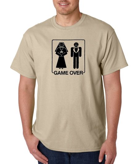 Game Over Wedding Marriage Funny 100% Cotton Tee Shirt  