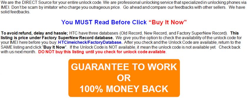 UNLOCK CODE for FIDO/ROGERS VERIZON HTC Factory Code  