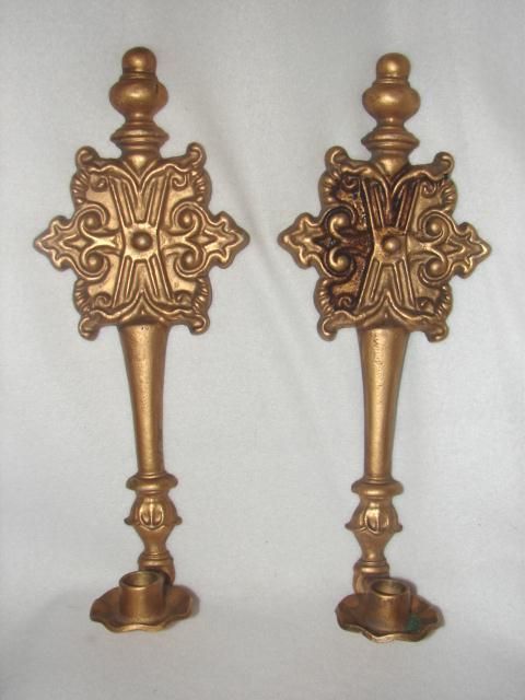 Vintage Pair Art Deco Hoda Metal Wall Sconces  