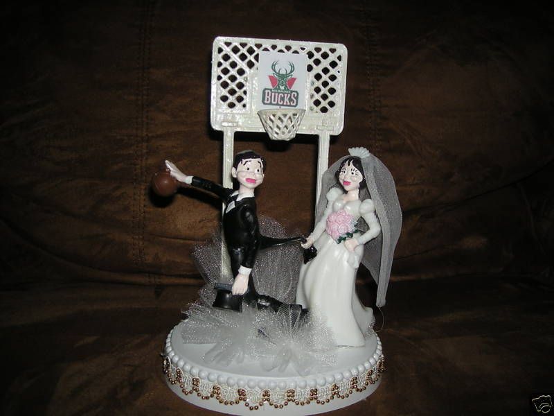 NEW MILWAUKEE BUCKS BASKETBALL WEDDING CAKE TOPPER  