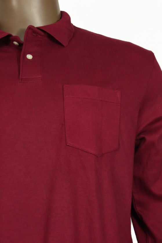 BRAND NEW MENS JOHN ASHFORD RED WINE LONG SLEEVE COTTON POLO SHIRT