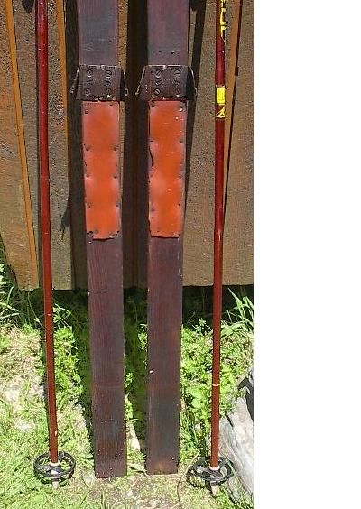 VINTAGE Wooden Skis 77 Wood Skiis +POLES Ski POINTS  